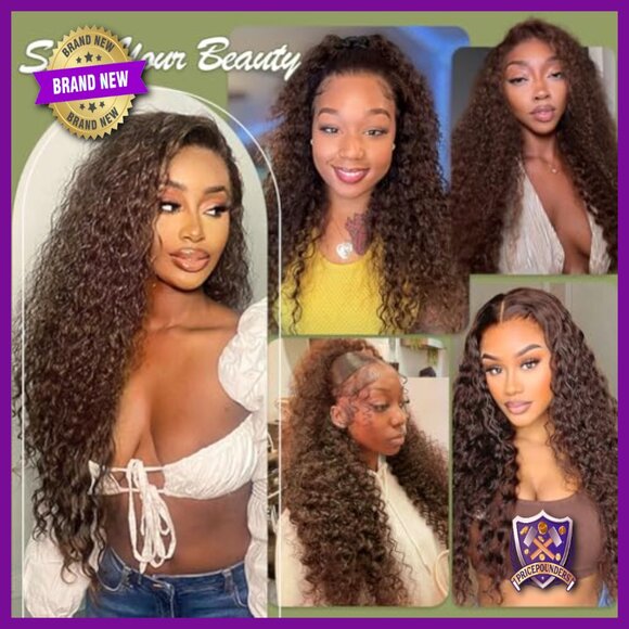 32 Inch Human Hair Lace Front Wig Pre Plucked Water Wave 180 Density main image 4